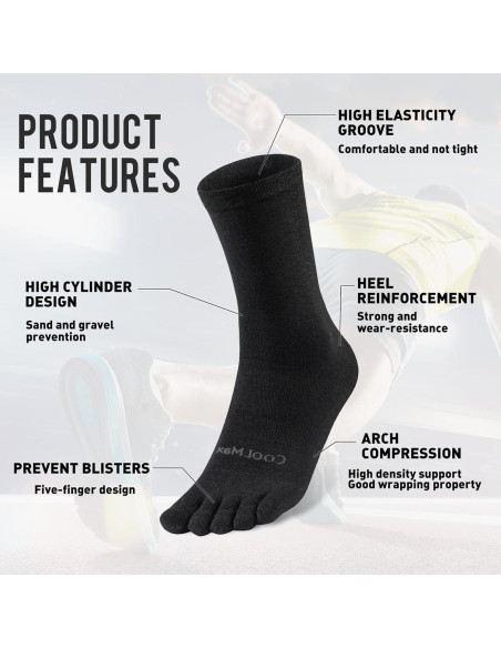 Calcetines Liner de Dedos Cool-max para Correr - 3 Pares