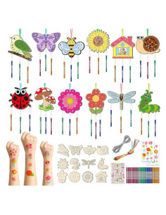 Kit de Campana de Viento DIY TREACLUB - 12 Piezas Madera Primavera