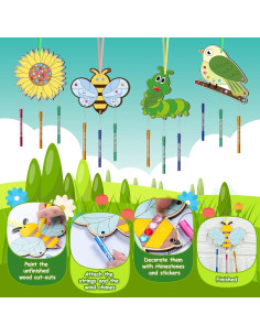 Kit de Campana de Viento DIY TREACLUB - 12 Piezas Madera Primavera 2