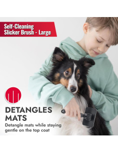 KONG Cepillo Slicker Grande Autolimpiante para Perros Medianos a Grandes 2