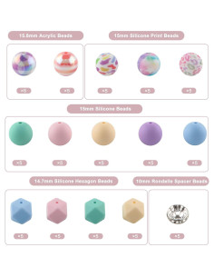 Set de 100 Perlas de Silicona Kovict Multicolor 10-15mm DIY 2