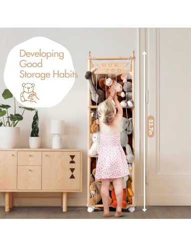 Almacenamiento de Animales de Peluche Mloong 137 cm Madera