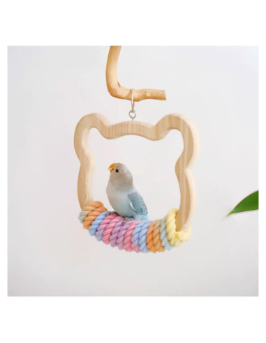 Columpio Grande de Madera Nopikku para Aves Medianas y Grandes