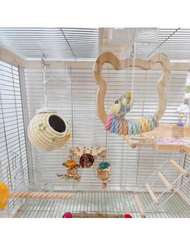 Columpio Grande de Madera Nopikku para Aves Medianas y Grandes