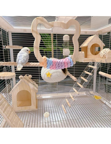 Columpio Grande de Madera Nopikku para Aves Medianas y Grandes