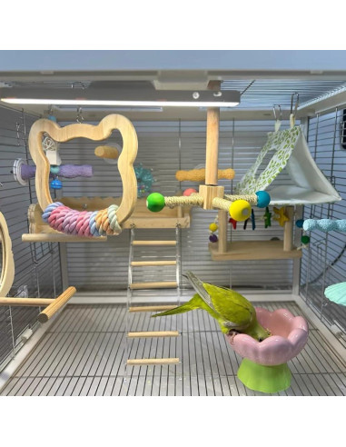 Columpio Grande de Madera Nopikku para Aves Medianas y Grandes