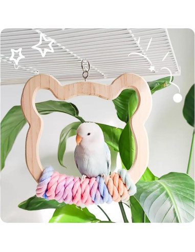 Columpio Grande de Madera Nopikku para Aves Medianas y Grandes