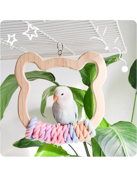 Columpio Grande de Madera Nopikku para Aves Medianas y Grandes