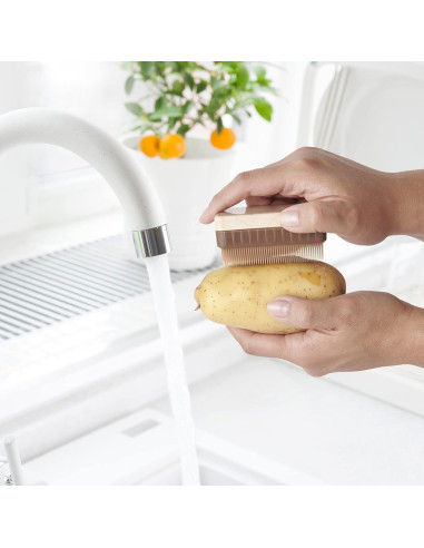 Cepillo Limpiador de Patatas HIC Kitchen - Cerdas Doble Textura