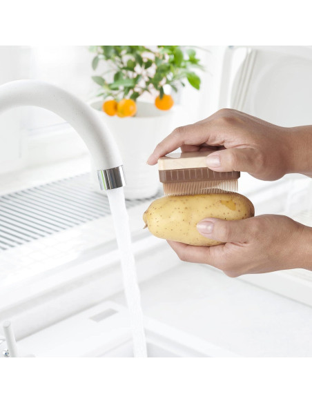 Cepillo Limpiador de Patatas HIC Kitchen - Cerdas Doble Textura