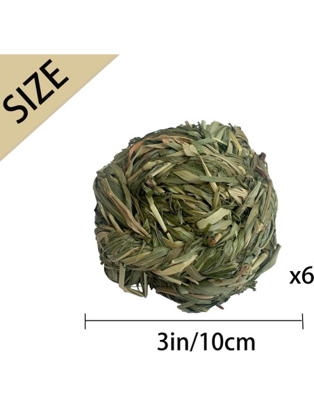 6 Bolas de Heno Timothy MUYG para Conejos y Hámsters 7.6 cm