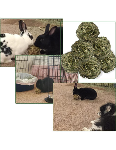 6 Bolas de Heno Timothy MUYG para Conejos y Hámsters 7.6 cm