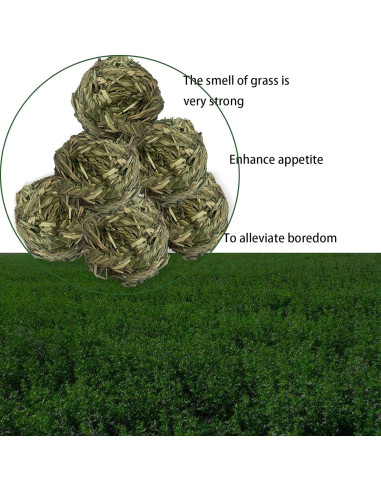 6 Bolas de Heno Timothy MUYG para Conejos y Hámsters 7.6 cm