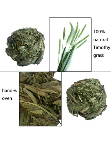 6 Bolas de Heno Timothy MUYG para Conejos y Hámsters 7.6 cm