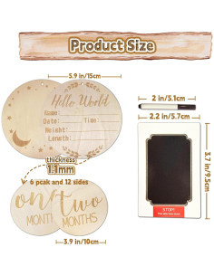 Juego de 12 Señales de Hito Mensual para Bebés - Madera 2