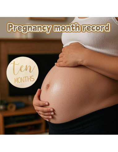 Juego de 12 Señales de Hito Mensual para Bebés - Madera