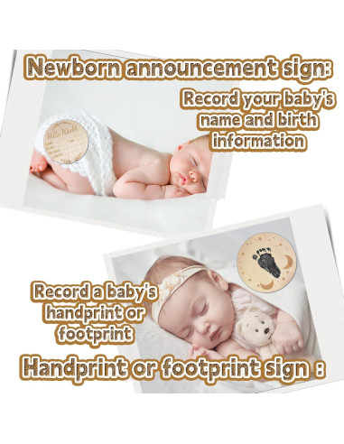 Juego de 12 Señales de Hito Mensual para Bebés - Madera