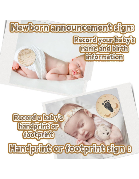 Juego de 12 Señales de Hito Mensual para Bebés - Madera