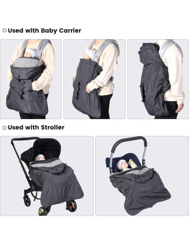 Cubierta para Portabebés Orzbow Gris Oscuro 3 Temporadas Impermeable