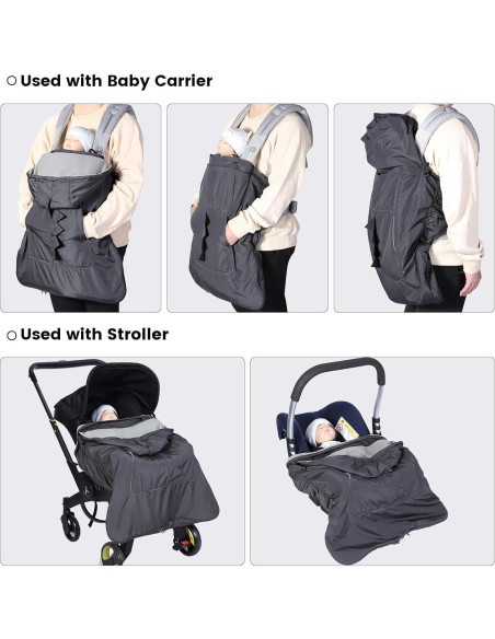 Cubierta para Portabebés Orzbow Gris Oscuro 3 Temporadas Impermeable