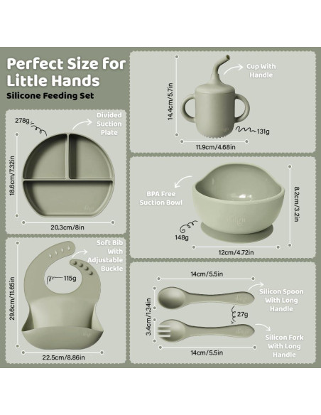 Juego de Alimentación para Bebés Dahzii 6 Piezas Antideslizante