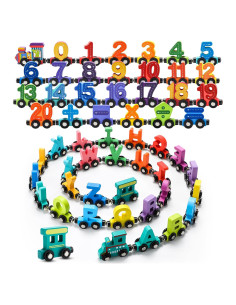 Juguetes de Tren Magnéticos Vinsot - Letras y Números de Madera