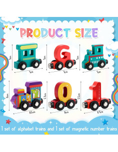 Juguetes de Tren Magnéticos Vinsot - Letras y Números de Madera 2