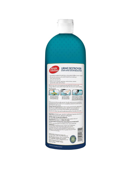 Limpiador Enzimático Simple Solution 946 ml - Destruye Orina Mascotas