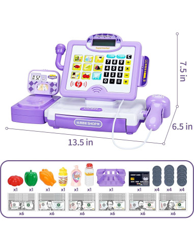 Caja Registradora Juguete Five Star Toys 57 Piezas Educativa