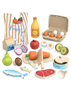 Set de Juguetes de Comida de Madera JOYSINTOY para Niños 3+