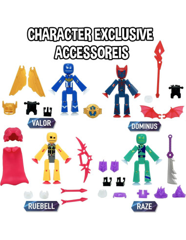 Figuras de Acción StikBot Legendz Zing - 4 Personajes y Accesorios
