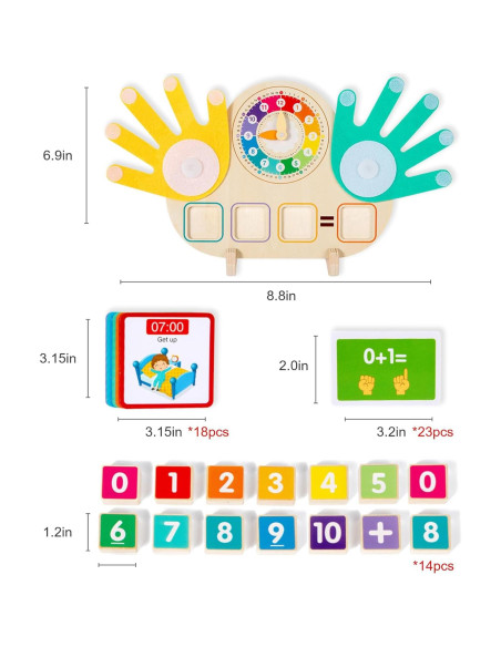 Bloques numéricos educativos 2 en 1 con reloj Montessori