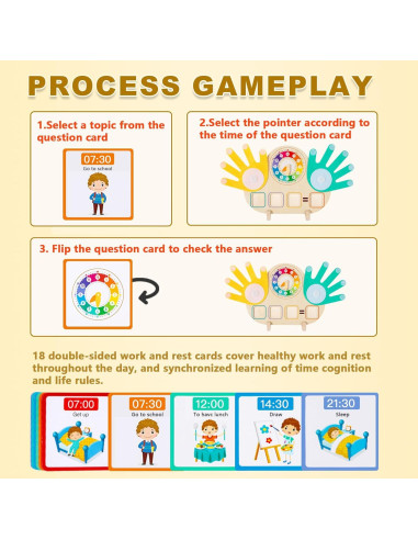Bloques numéricos educativos 2 en 1 con reloj Montessori