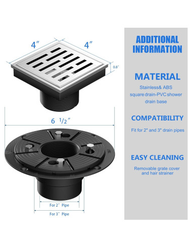 Desagüe de Ducha Cuadrado Neodrain 10x10 cm Acero Inoxidable