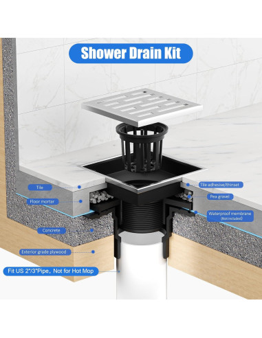 Desagüe de Ducha Cuadrado Neodrain 10x10 cm Acero Inoxidable