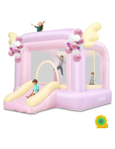 Casa Inflable AKEYDIY Macaron 154.9x154.9x238.8 cm con Tobogán