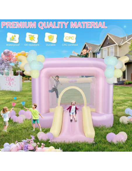 Casa Inflable AKEYDIY Macaron 154.9x154.9x238.8 cm con Tobogán