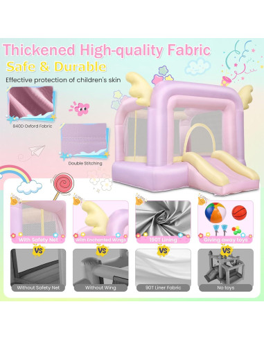 Casa Inflable AKEYDIY Macaron 154.9x154.9x238.8 cm con Tobogán