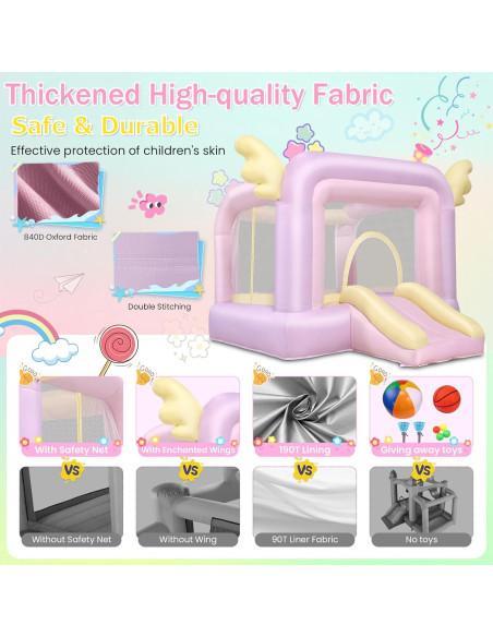 Casa Inflable AKEYDIY Macaron 154.9x154.9x238.8 cm con Tobogán