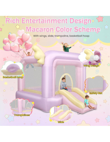 Casa Inflable AKEYDIY Macaron 154.9x154.9x238.8 cm con Tobogán