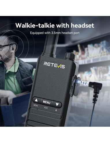 Walkie Talkies Retevis B3B Compactos 1620mAh USB-C 4 Pzs