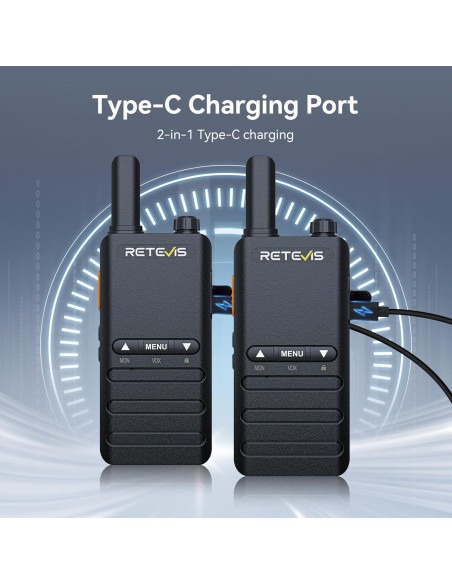 Walkie Talkies Retevis B3B Compactos 1620mAh USB-C 4 Pzs