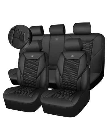 Cubiertas de Asiento de Cuero PU Negro CAR PASS Juego Completo