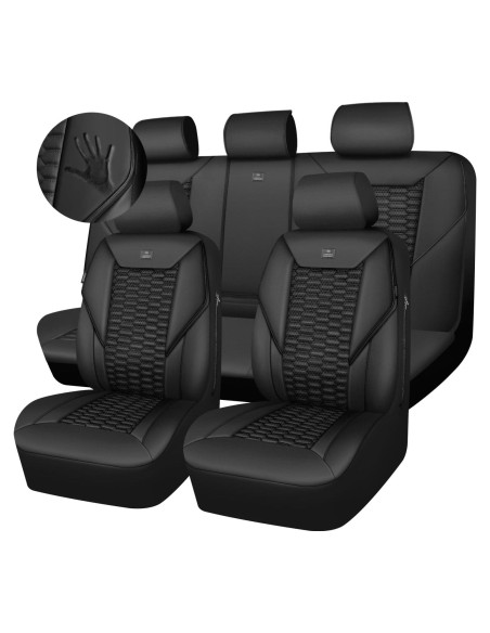 Cubiertas de Asiento de Cuero PU Negro CAR PASS Juego Completo