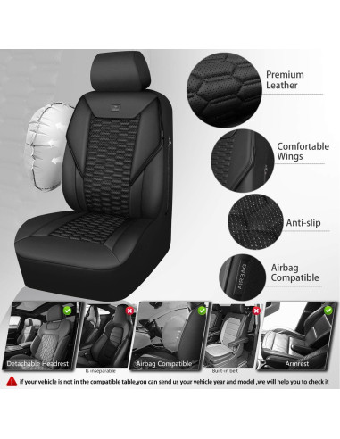 Cubiertas de Asiento de Cuero PU Negro CAR PASS Juego Completo