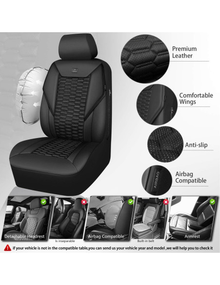 Cubiertas de Asiento de Cuero PU Negro CAR PASS Juego Completo