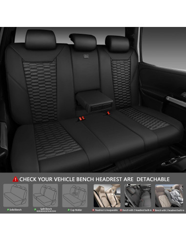 Cubiertas de Asiento de Cuero PU Negro CAR PASS Juego Completo