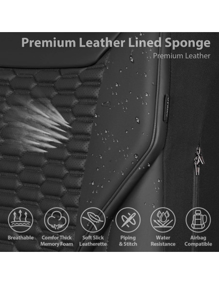 Cubiertas de Asiento de Cuero PU Negro CAR PASS Juego Completo