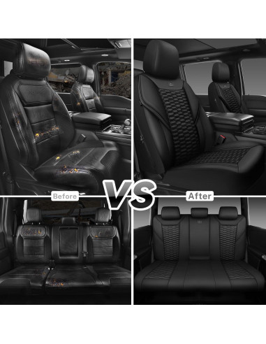 Cubiertas de Asiento de Cuero PU Negro CAR PASS Juego Completo