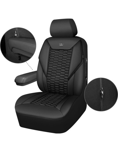 Cubiertas de Asiento de Cuero PU Negro CAR PASS Juego Completo
